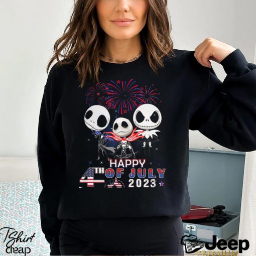 Jack Skellington Red Blue Fireworks Happy 4th Of July 2023 Tshirts