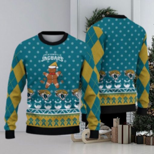 Jacksonville Jaguars Christmas Gingerbread Man Ugly Christmas Sweater Cute Christmas Gift