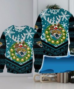 Jacksonville Jaguars Christmas Reindeer Crochet All Over Print 3D Sweater For Fans Gift Christmas