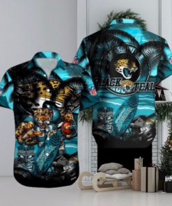 Jacksonville Jaguars Mascot Design NFL Hawaiian Shirt, Jacksonville Jaguars Fan Shirt