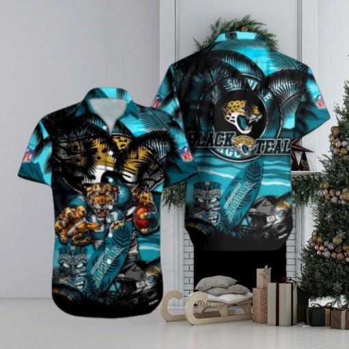 Jacksonville Jaguars Mascot Design NFL Hawaiian Shirt, Jacksonville Jaguars Fan Shirt