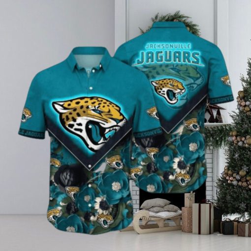 Jacksonville Jaguars NFL Flower Pattern Hawaiian Shirt, Jaguars Fan Shirt