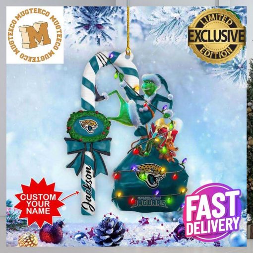 Jacksonville Jaguars NFL Grinch Candy Cane Personalized Xmas Gifts Christmas Tree Decorations Ornament_70323583 1