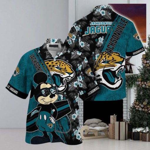 Jacksonville Jaguars NFL Summer Hawaii Shirt Mickey And Floral Pattern For Sports Fans
