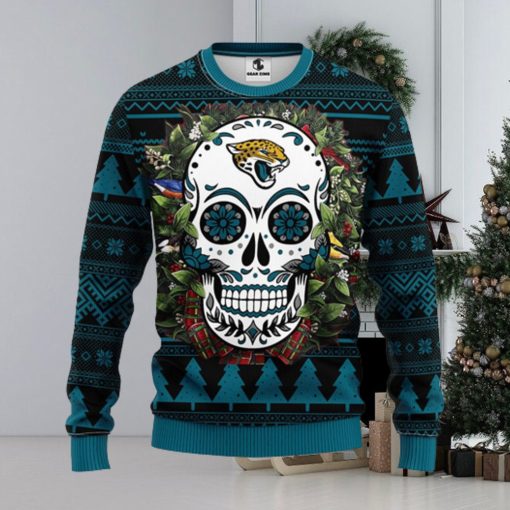 Jacksonville Jaguars Skull Flower Ugly Christmas Ugly Sweater