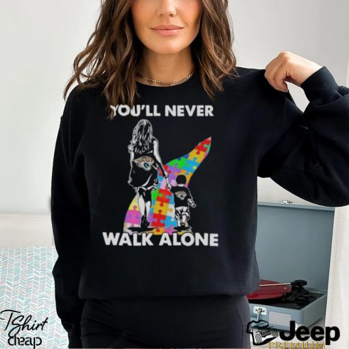 Jacksonville Jaguars You’ll Never Walk Alone Mom And Son Autism T Shirt