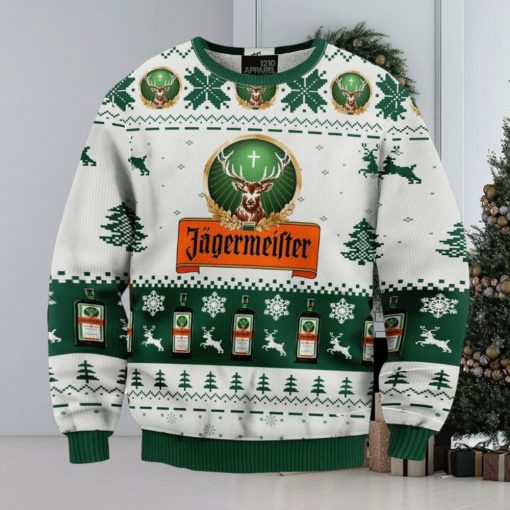 Jagermeister Funny Green White Ugly Christmas Sweater