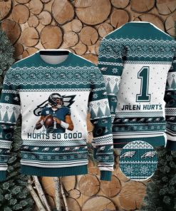 Jalen Hurts Philadelphia Eagles Hurts So Good Number 1 NFL Christmas Ugly Sweater