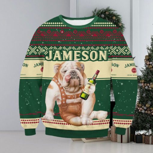 Jameson Iris Whisky Bulldog Ugly Christmas Sweater