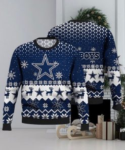 Dallas Cowboys Ugly Sweater Vintage Snowflakes Ugly Christmas Sweater 3D Printed Men And Women Holiday Gift