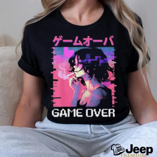 Japanese Vaporwave Sad Anime Girl Game Over Indie Aesthetic T Shirt