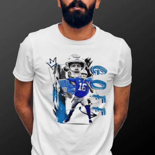 Jared Goff number 16 Detroit Lions football player pose gift shirt