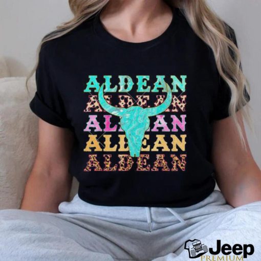 Jason Aldean Cowhide Aldean Bullhorn Leopard Skull Shirt