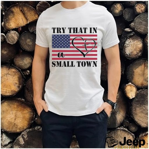 Jason Aldean Try That In A Small Town, American Flag Heart Christian Cross Shirt