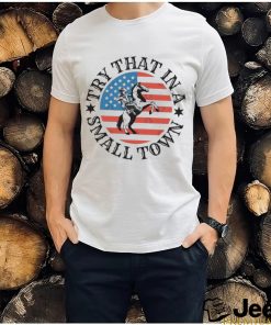 Jason Aldean Try That In A Small Town Horse Riding USA Flag Shirt