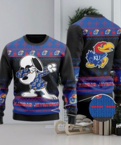 Jayhawks Snoopy Dabbing Knitted Ugly Christmas Sweater