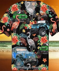 Jeep And Flamingo Hawaiian Shirt Birthday Gift For Beach Lovers