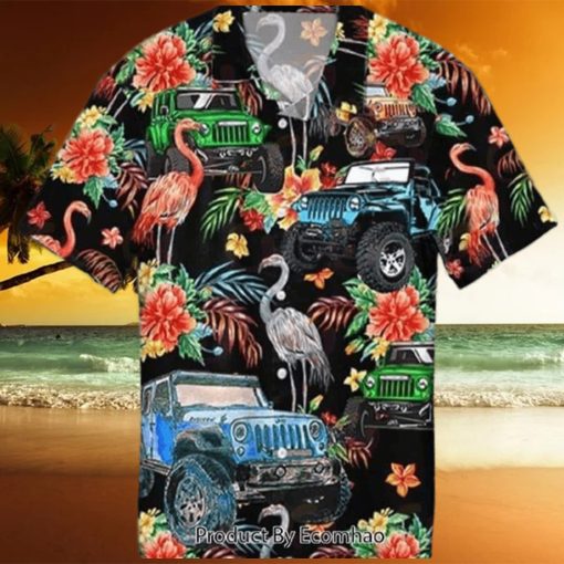 Jeep And Flamingo Hawaiian Shirt Birthday Gift For Beach Lovers