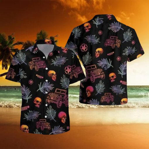 Jeep Car Skull Short Sleeve Hawaiian Casual Shirt