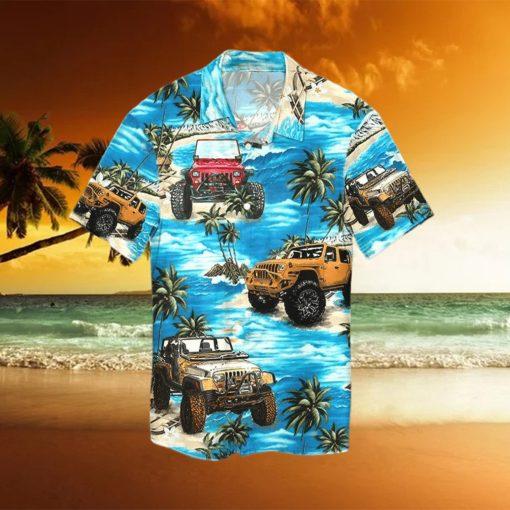 Jeep On Beach Blue Summer Vibe Unisex Hawaiian Shirts