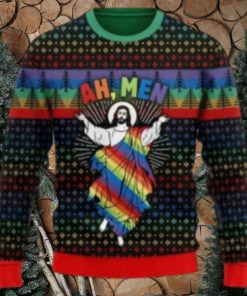 Jesus Ah Men Lgbtq+ Ugly Christmas Sweater