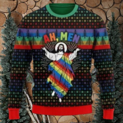 Jesus Ah Men Lgbtq+ Ugly Christmas Sweater