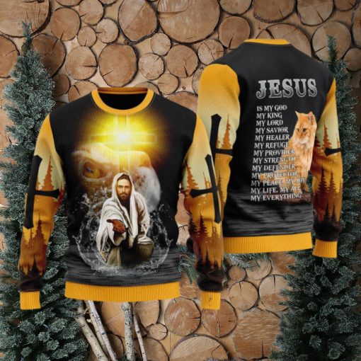 Jesus And Cat My Everything Ugly Christmas Sweater Gift For Men And Women