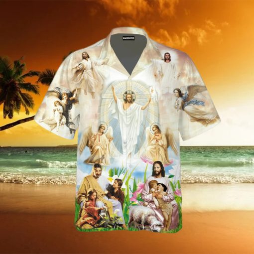 Jesus Are Playing With Children Hawaiian Shirt