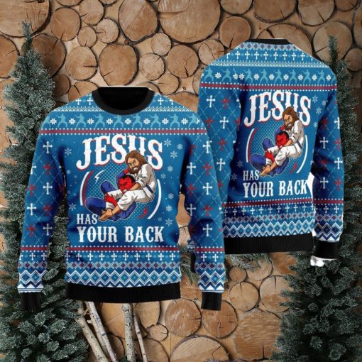 Jesus Has Your Back 3D Ugly Christmas Sweater Gift For Family Christmas Gift