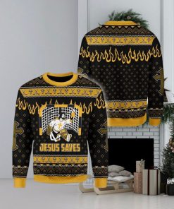 Jesus Saves Hockey Ugly Christmas Sweater Design Gift For Men And Women