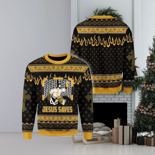 Jesus Saves Hockey Ugly Christmas Sweater Design Gift For Men And Women