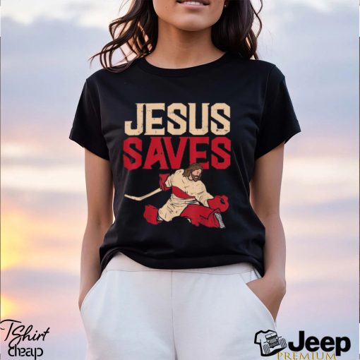 Jesus Saves Ice Hockey Goalie Sport Religious Christian Gift T Shirt