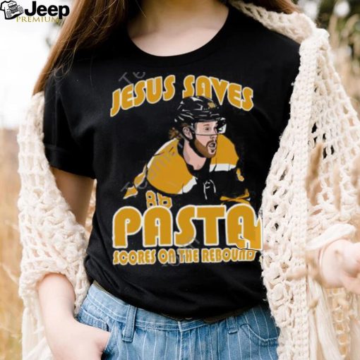 Jesus Saves Pasta Scores Tee David Pastrnak