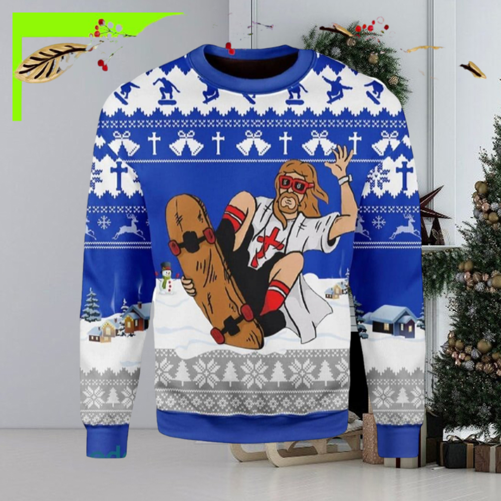Jesus Skateboarding Christmas Ugly Christmas Sweater New For Men And Women Gift Holidays Christmas