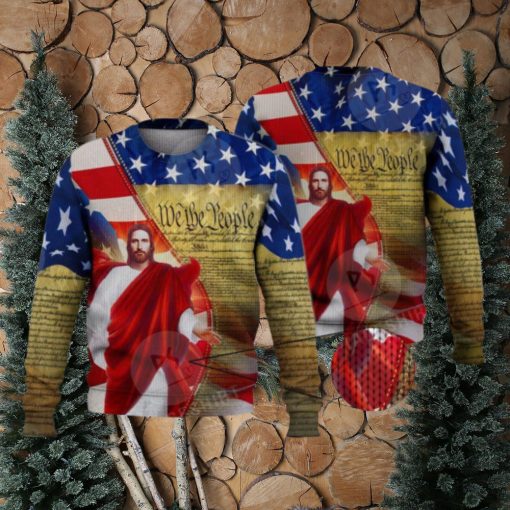 Jesus Usa We The People 3D Full Print Ugly Sweater Christmas Gift Sweater