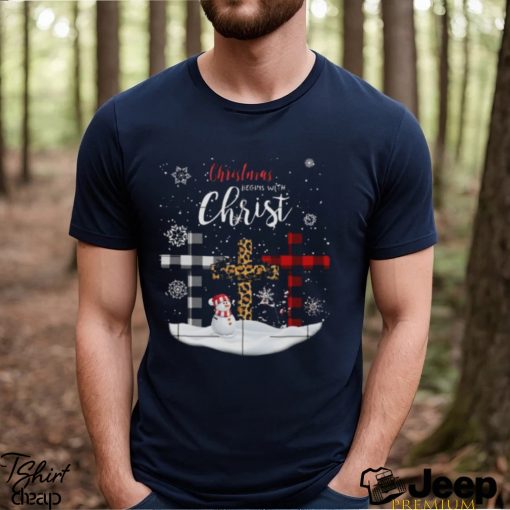 Jesus cross christmas three color leopard fabric christmas begin with christ snow design png shirt