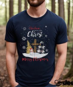 Jesus cross three christmas leopard fabric christmas begin with christ snow design png shirt