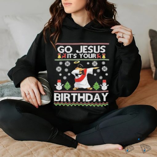 Jesus dabbing go Jesus it’s your birthday ugly Christmas shirt