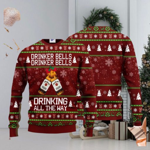 Jim Beam Drinker Bells Drinker Bells Drinking All The Way 3D Ugly Christmas Sweater Unisex Sweater Christmas Gift