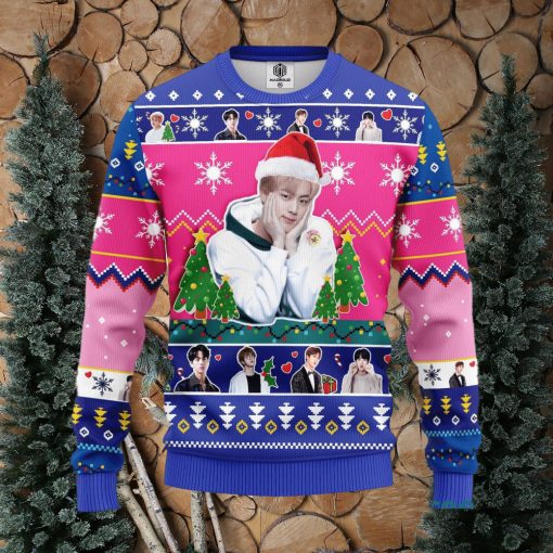 Jin Bts Pink  Thanksgiving Women Mens Ugly Christmas 3D Knitted Sweater