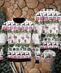 Jingle Bells And Pink Flamingo Xmas Ugly Sweater