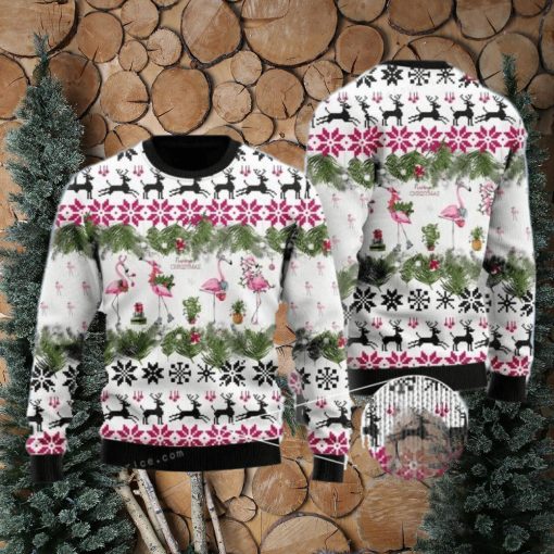 Jingle Bells And Pink Flamingo Xmas Ugly Sweater