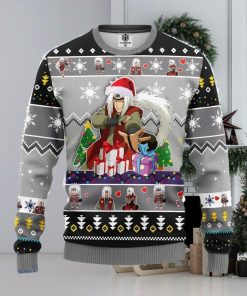 Jiraiya Naruto Anime Ugly Christmas Sweater 3D Gift For Men And Women Gray