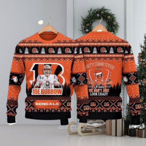 Joe Burrow Cincinnati Bengals Do Not Mess With Bengals Fan NFL Christmas Ugly Sweater