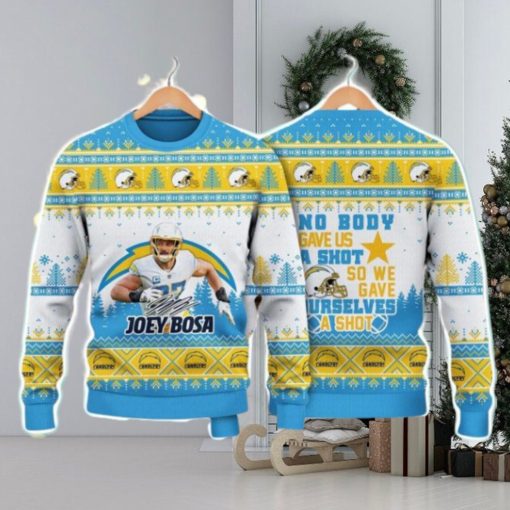 Joey Bosa Los Angeles Chargers We Gave Ourselves A Shot NFL Christmas Ugly Sweater