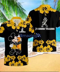 Johnnie Walker Funny Mickey Mouse Hibicus Flower Hawaiian Shirt And Shorts