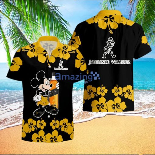 Johnnie Walker Funny Mickey Mouse Hibicus Flower Hawaiian Shirt And Shorts