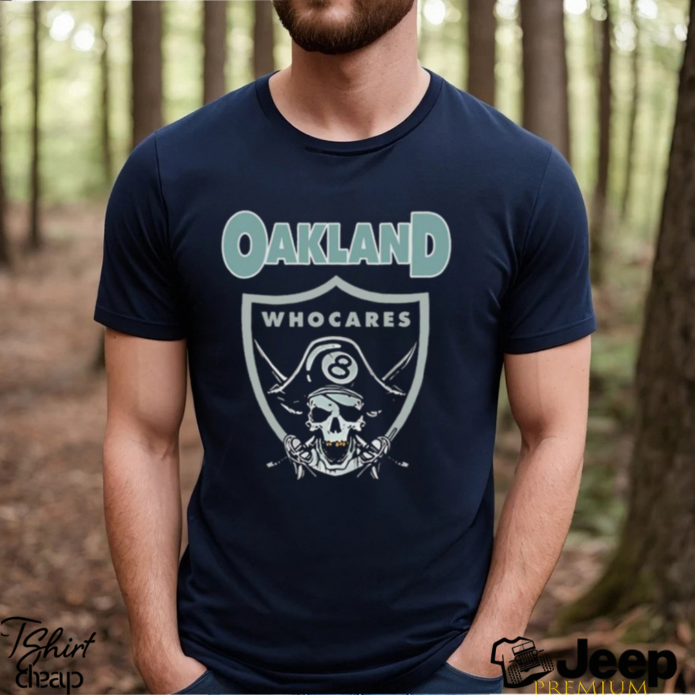 Josh jacobs wearing oakland who cares 8 raiders skull shirt - teejeep