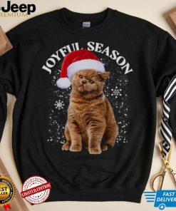 Joyful Season Christmas Funny Cat Xmas Mens Cotton T Shirt