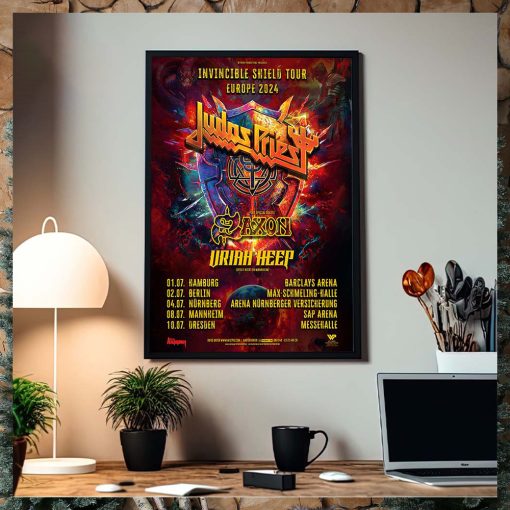 Judas Priest Invincible Shield Tour Europe 2024 Home Decor Poster Canvas